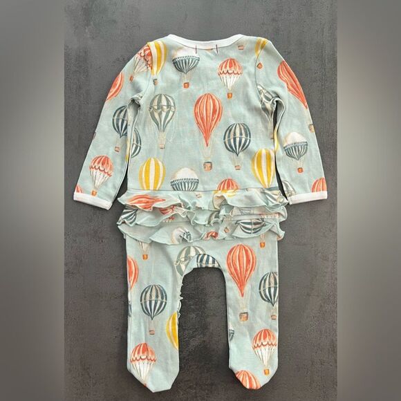 NWT Milkbarn Cotton Ruffle Zipper Footed Romper - Picture 6 of 6